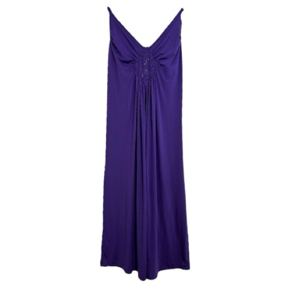Amoureuse Purple Crochet Detail Nightgown Dress Size Medium Vintage Lounge